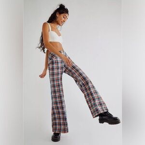 NWT Free People Christina Low Rise Fare Pants, Size 4, Colorful Plaid